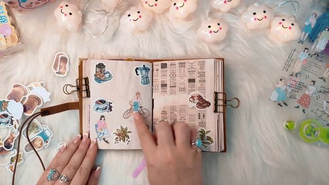 ASMR 스크랩북 커피 Scrapbook Coffee With Lots Of Stickers And Brown Tones ☕ Bullet Journal