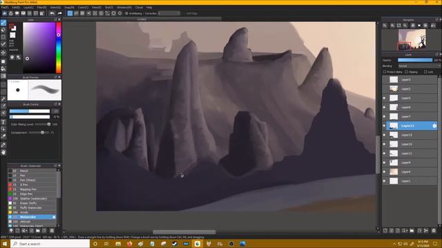 Sunset Over Velothi Mountain: Elder Scrolls Online Fanart || Speedpaint (MediBang Paint Pro)