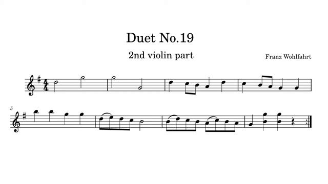 F.WOHLFAHRT Op.38, No.19- Sight Reading Practice Song -for Two Violins - (G Major ) * Beginner Leve