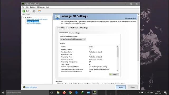 My Setting Nvidia Control Panel Games in 940MX for my Laptop - AcerE5-475G