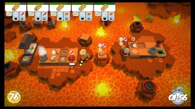 [Overcooked: Level 5-4] 2-Player OUTDATED World Record Score: 222