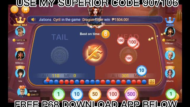 NEW TRENDING APP || NEVER LAND GAME TOSS COIN TRICKS EASY 8,345 PESOS IN JUST 6 MINUTES 😮