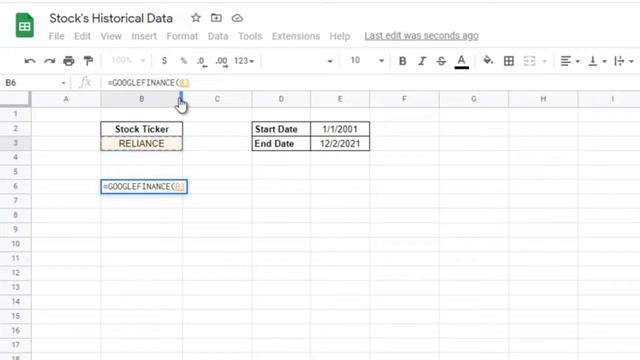 Stock's Historical Data in Google Sheets || Stock's Past Days Data in Google Sheets