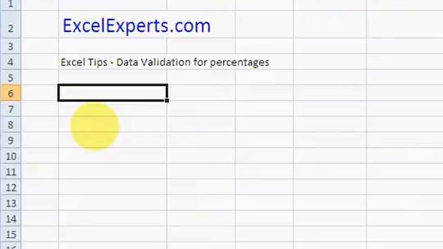 ExcelExperts.com - Excel Tips - Data Validation For Percentages