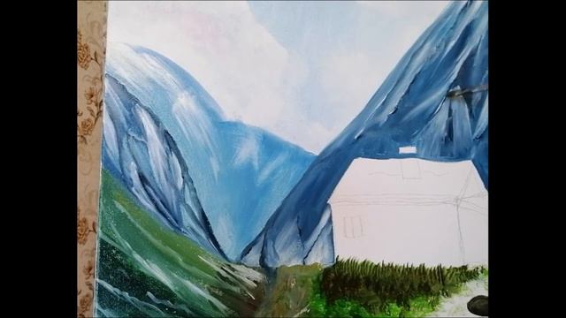 Hut In The Mountains. Oil Painting Landscape