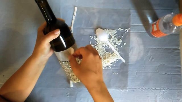 Декор бутылки своими руками. Декор рисом. Простой и быстрый декор
