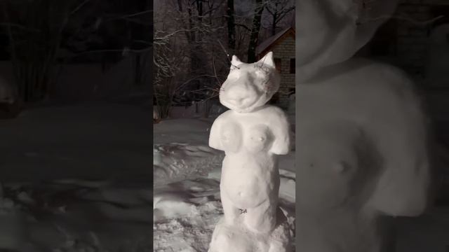 Мартовский кот #кот #котики #кошки #зима #скульптура #снег