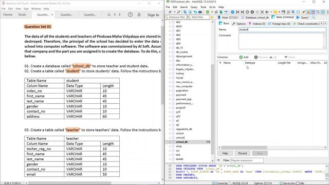 Data Base Task 01 |Create A Database Using MySQL Workbench | 1st Year | Java Institute|Sasana Sathy