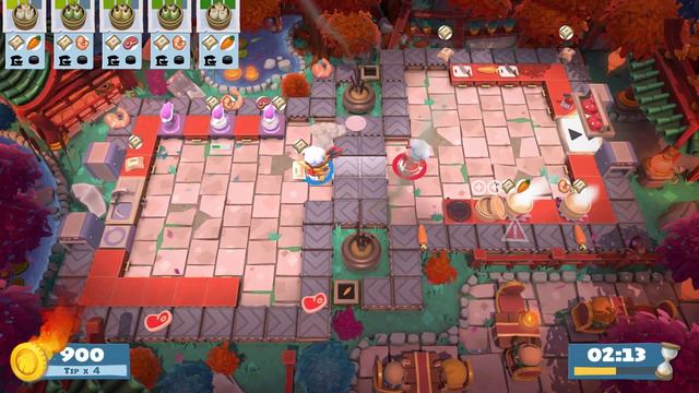 Overcooked 2. Chinese New Year. Level 1-5. 4 Stars. 2 Player Co-op