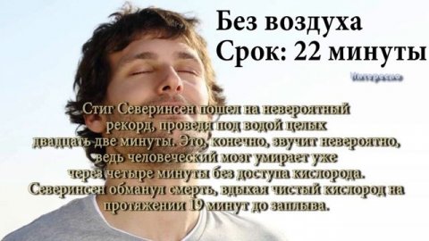 Сколько человек способен выдерживать без воды, воздуха и солнца