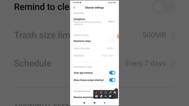 500 MB Reminder To Clean Schedule Every 3 Days On Xiaomi