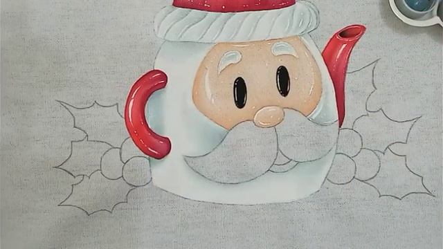 Bule Papai Noel Pintura Em Tecido Aula 412 Bruno Silva - Projetos De Natal