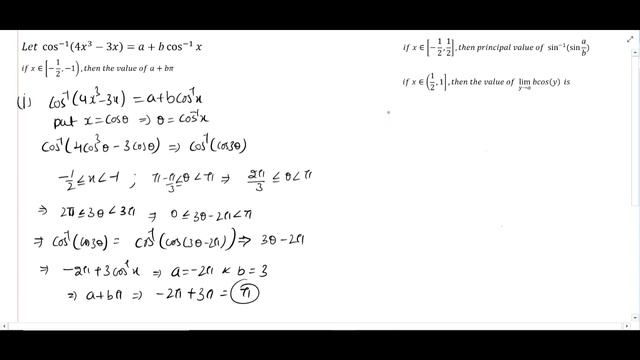 Let Cos^-1(4x^3-3x) = A+bCos^-1(x)