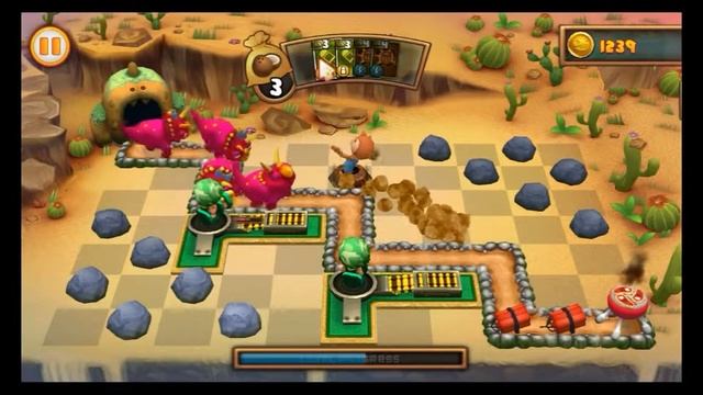 Go Home Dinosaurs! - 2-2 - Walkthrough - 3 Steaks! (easy Way)