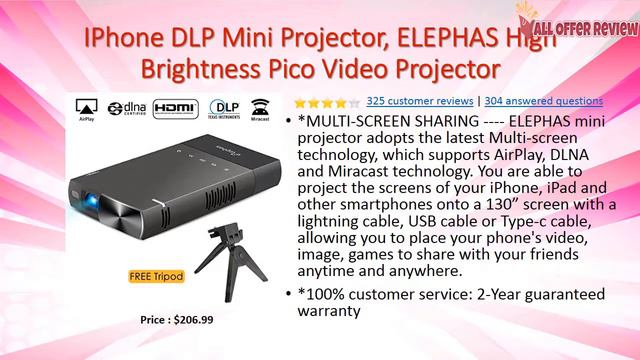 World's Brightest Mini Projector With Price