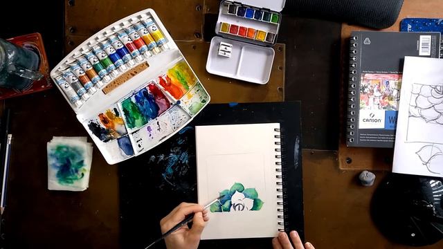 Succulent Plant Watercolor Painting Art Tutorial.