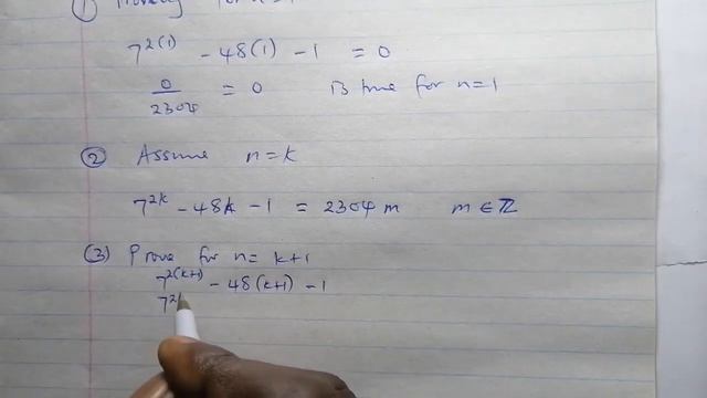 Proof By Mathematical Induction, 7^2n -48n-1 Is Divisible By 2304. Induction Divisibility