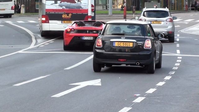 Tom Cruise Driving Red Ferrari F 430 Spider On The Streets Of Luxembourg.  Www.SportsCarsTV.com