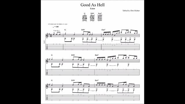 Lizzo: Good As Hell With Tablature/sheet Music For Solo Fingerstyle Guitar