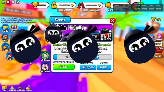 I Opened 5,000 Event Ninja Eggs...This Is What I Got (Roblox Arm Wrestle Simulator)