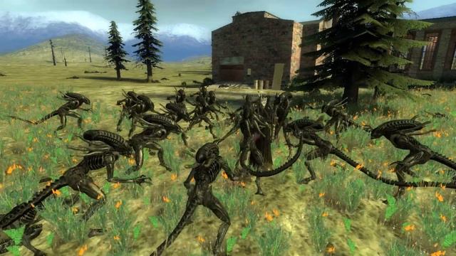 Alien Xenomorphs VS Sauron LOTR  SNPC Fight Garry's Mod