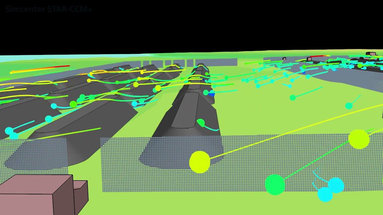 Визуализация движения воздуха вблизи угольных штабелей