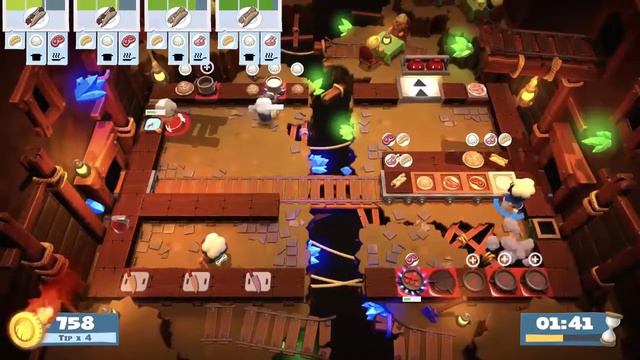 Overcooked 2 Level 2-5 (4 players) Score: 1870