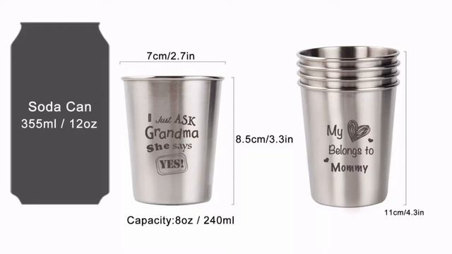 Kilofly Toastic 8 Oz Premium Stainless Steel Cups