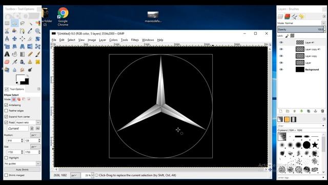 GIMP TUTORIAL /HOW TO DESIGN LOGO OF MARSEDES CAR /NO PHOTOSHOP/NO ILLUSTRATOR