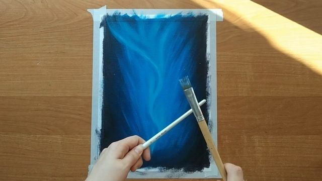  Как нарисовать северное сияние красками  легко и красиво