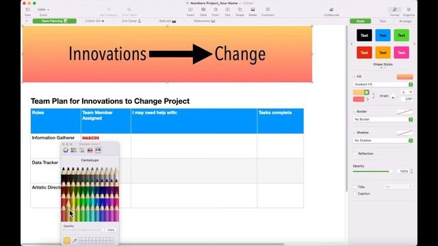 Numbers On The MacBook 2: Formatting Shapes