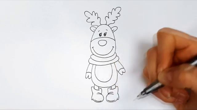 Как нарисовать НОВОГОДНЕГО ОЛЕНЯ/1254/How To Draw A Christmas DEER