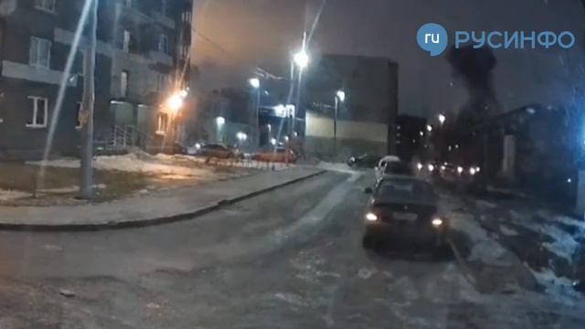 Последние кадры врезавшегося в жилой дом беспилотника в Санкт-Петербурге