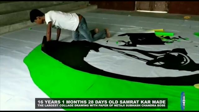 LARGEST PAPER COLLAGE DRAWING OF NETAJI SUBHASH CHANDRA BOSE (TEENAGER)