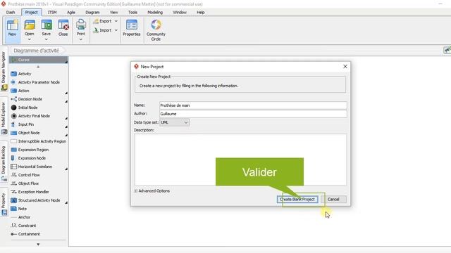 Créer Un Nouveau Projet Visual Paradigm