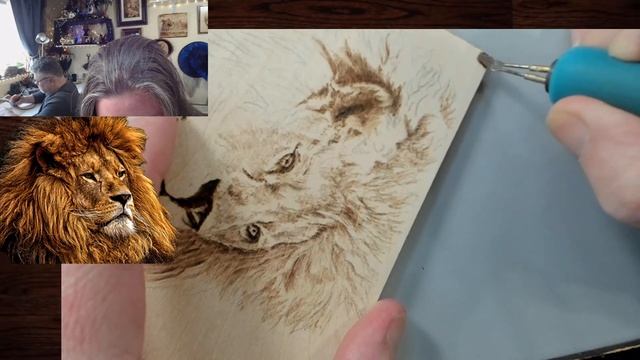 Pyrography (level 2 ? ) : Learn To Wood Burn A Lion! Long Thick Fur