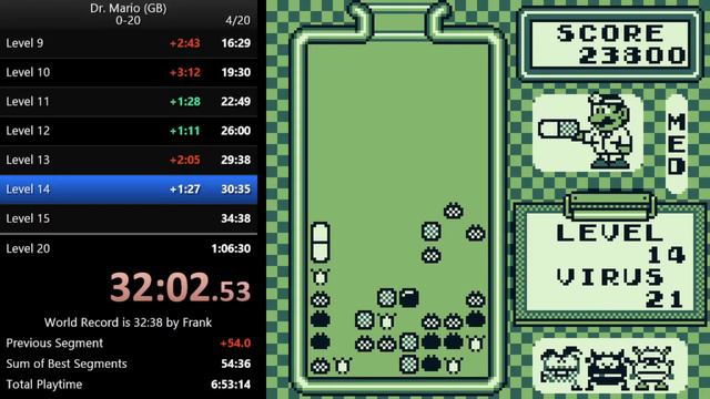6-11-20 - Dr. Mario (GB) - Speedrun (0-20) (1:03:33) [PB]