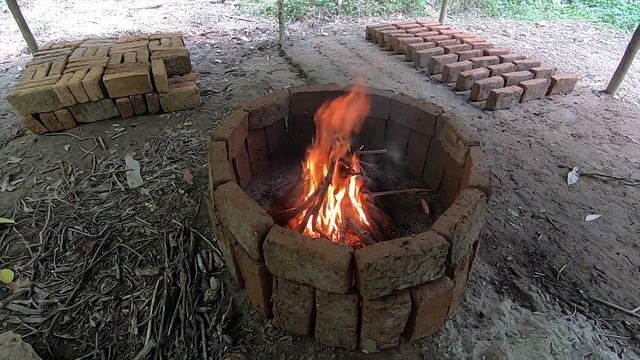 Primitive Technology Brick Kiln, Brick Mold And Bricks