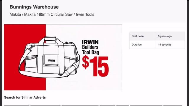 Bunnings Warehouse - Makita 185mm Circular Saw & Irwin Builders Tool Bag