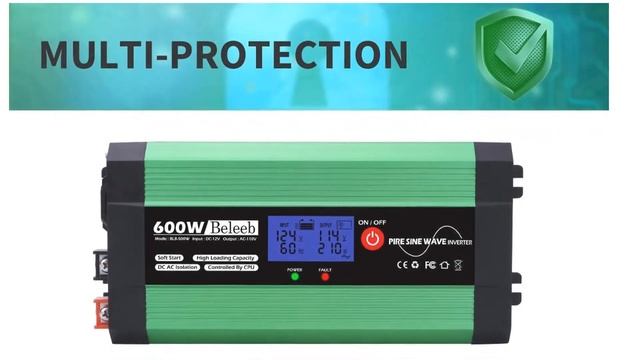 Beleeb 600W Pure Sine Wave Inverter, DC 12V To AC 110V Power Inverter