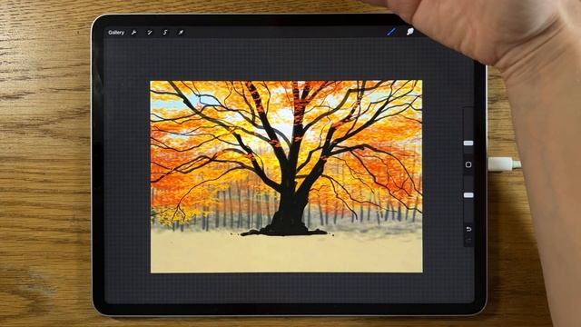 IPAD PAINTING MADE EASY - Fall Autumn Tree Landscape Procreate Tutorial