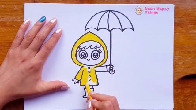 How To Draw A Girl In A Raincoat.