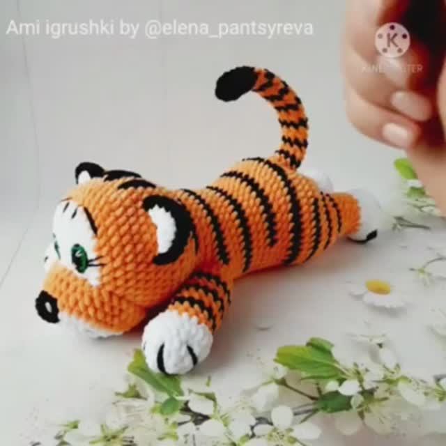Обзор вязаной плюшевой игрушки крючком Тигруля по моему МК