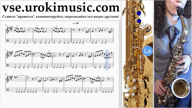 Как играть на саксофоне (тенор) The Pink Panther - Theme Song Табы часть 2 Um-i821