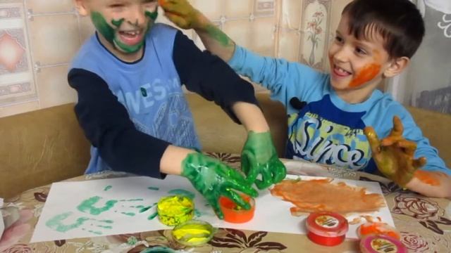 ПАЛЬЧИКОВЫЕ КРАСКИ. Измазали друг другу лица. Вадим ТВ