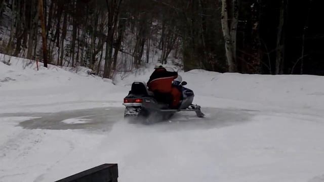 Donuts On Polaris Edge 600 Touring Snowmobile Before Hitting The VAST Trail