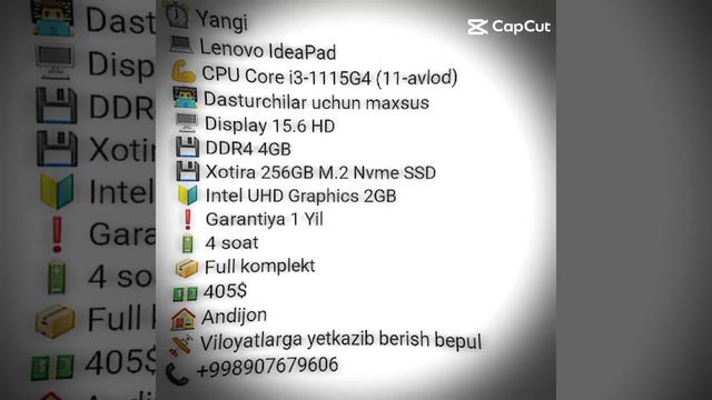 Lenovo Core I3-1115G4. Xolati Ideal. Viloyatlarga Yetkazib Berish Bepul. +998907679606.