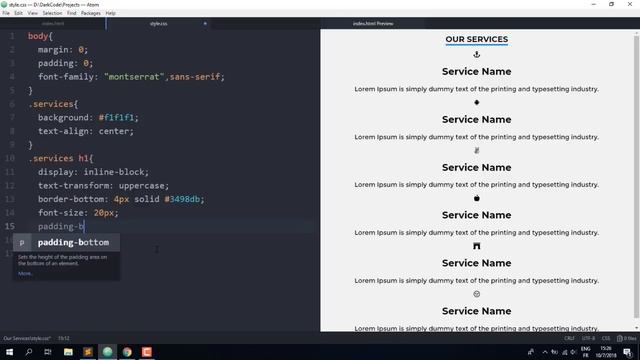 Responsive Our Services Section Using HTML & CSS