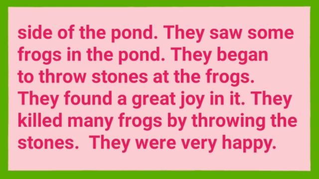 The Boys And The Frogs Short Story Writing In English