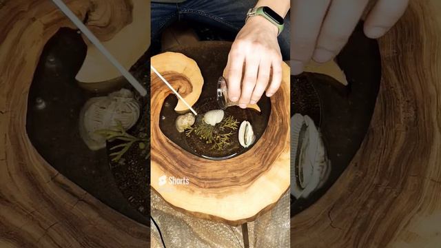 Финишная заливка столика эпоксидной смолой